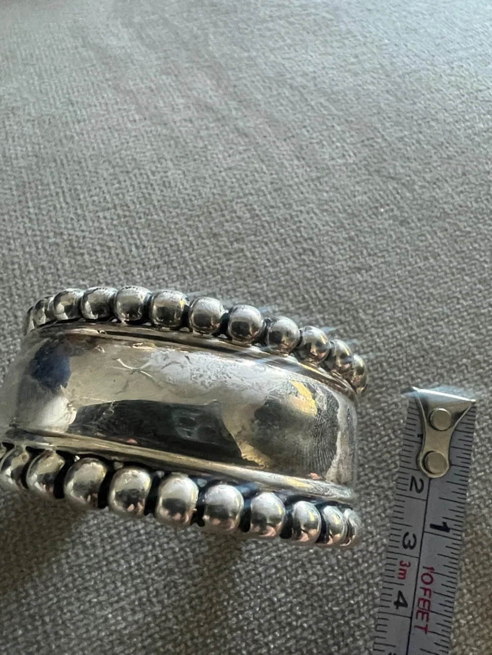 Silver Beaded Cuff Bracelet - Silver - Picture 6 of 7
